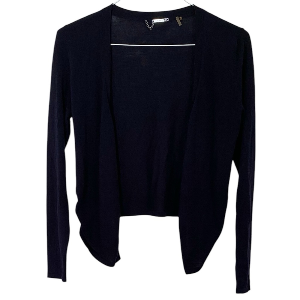 Elie Tahari Navy Blue Fine Merino Wool Open Front Cardigan Size S Small